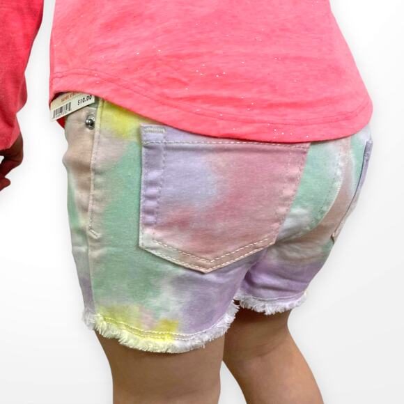 CAT AND JACK Pastel Tie Dye Adjustable Waist Stretch Shorts - Picture 2 of 8